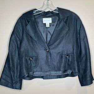 White House/Black Market Linen cropped black jacket size 6